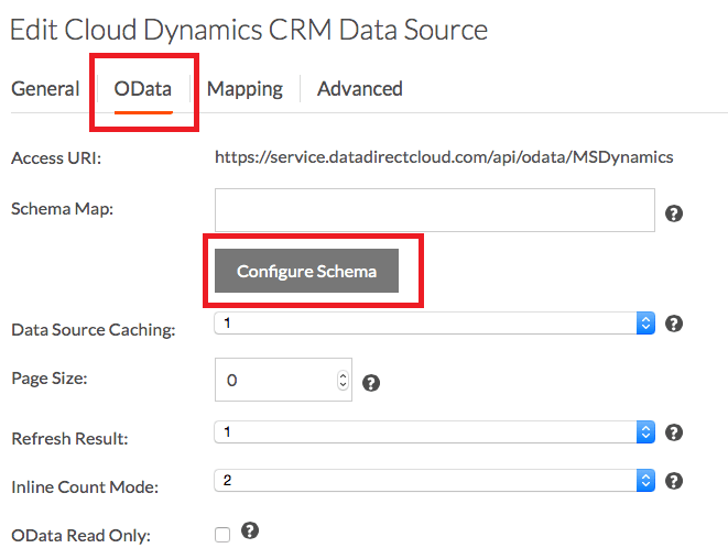 OData Configure Schema