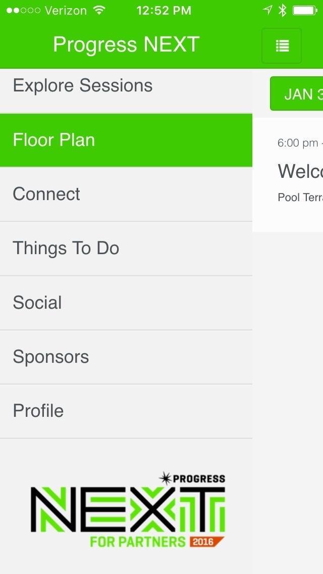 ProgressNEXT 2016 App - Home Screen