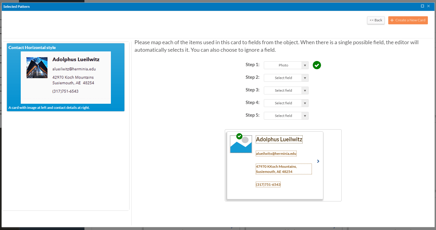 Map Fields to Card