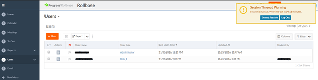 session timeout notification