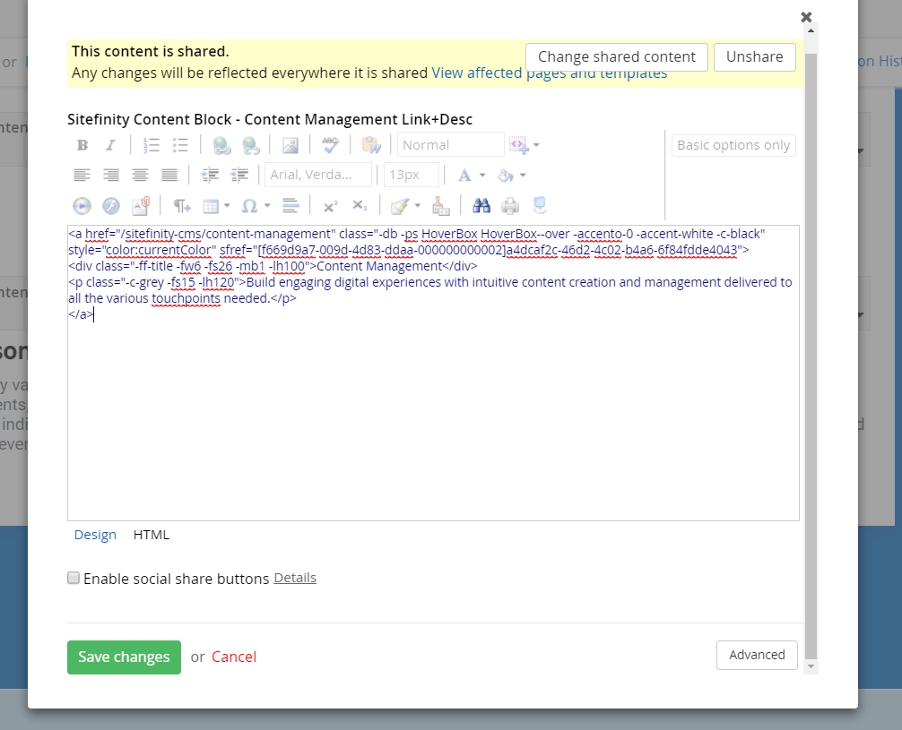 Sitefinity HTML Editor
