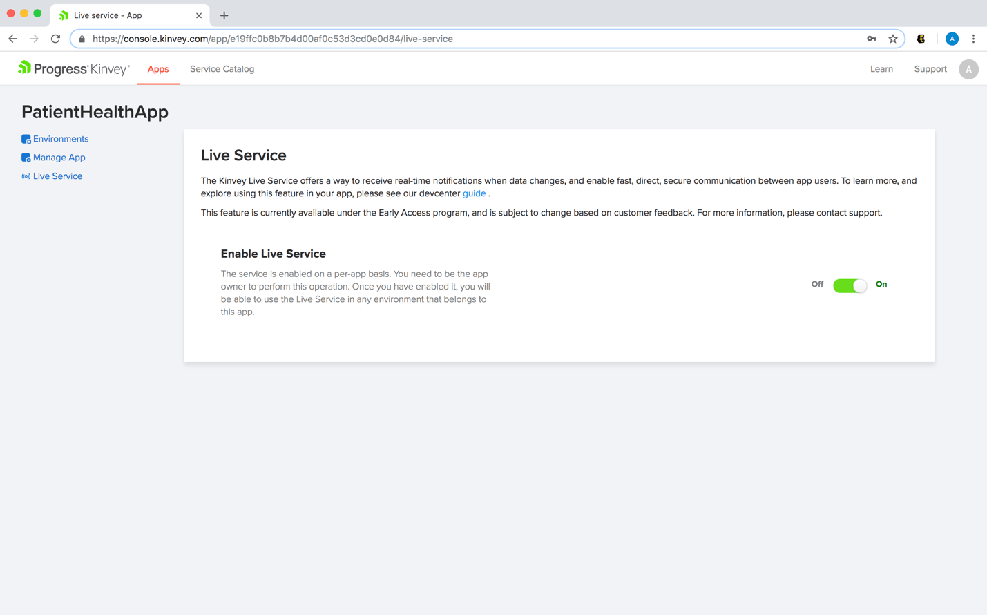 Enable Kinvey Live Service