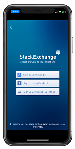 A device showing sign in with Google and sign in with Facebook buttons