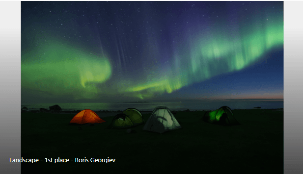 Landscape Category Winner: Camping with Aurora by Boris Georgiev
