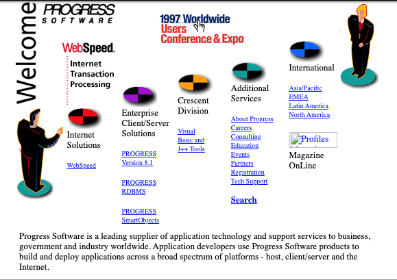 Progress Software Homepage Website Design in 1997