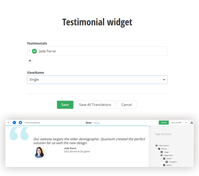 ASP.NET Core Testimonial Widget Designer