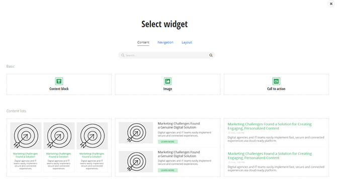 ASP.NET Core Content Widgets