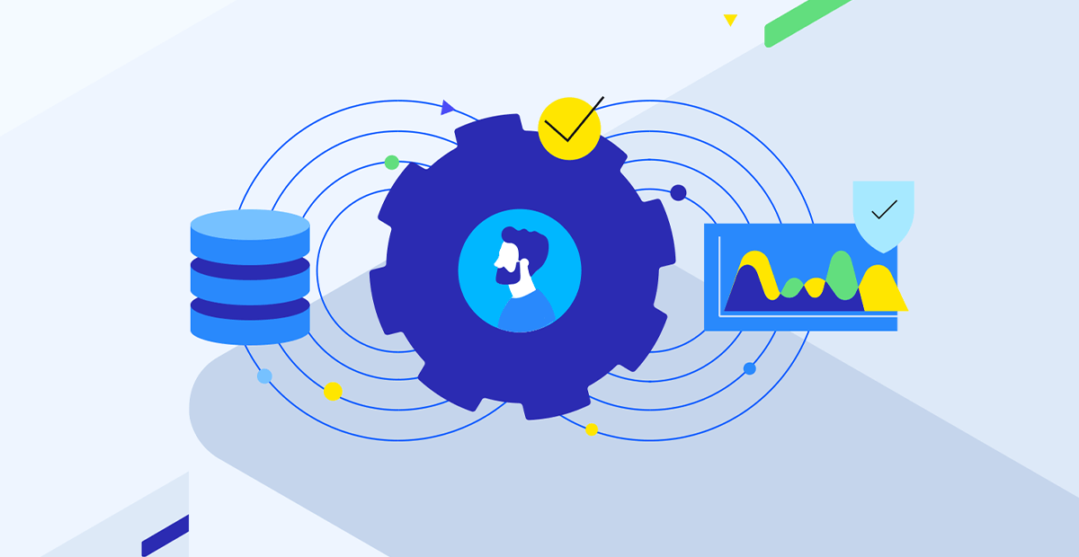 An illustration with a gear icon. Image