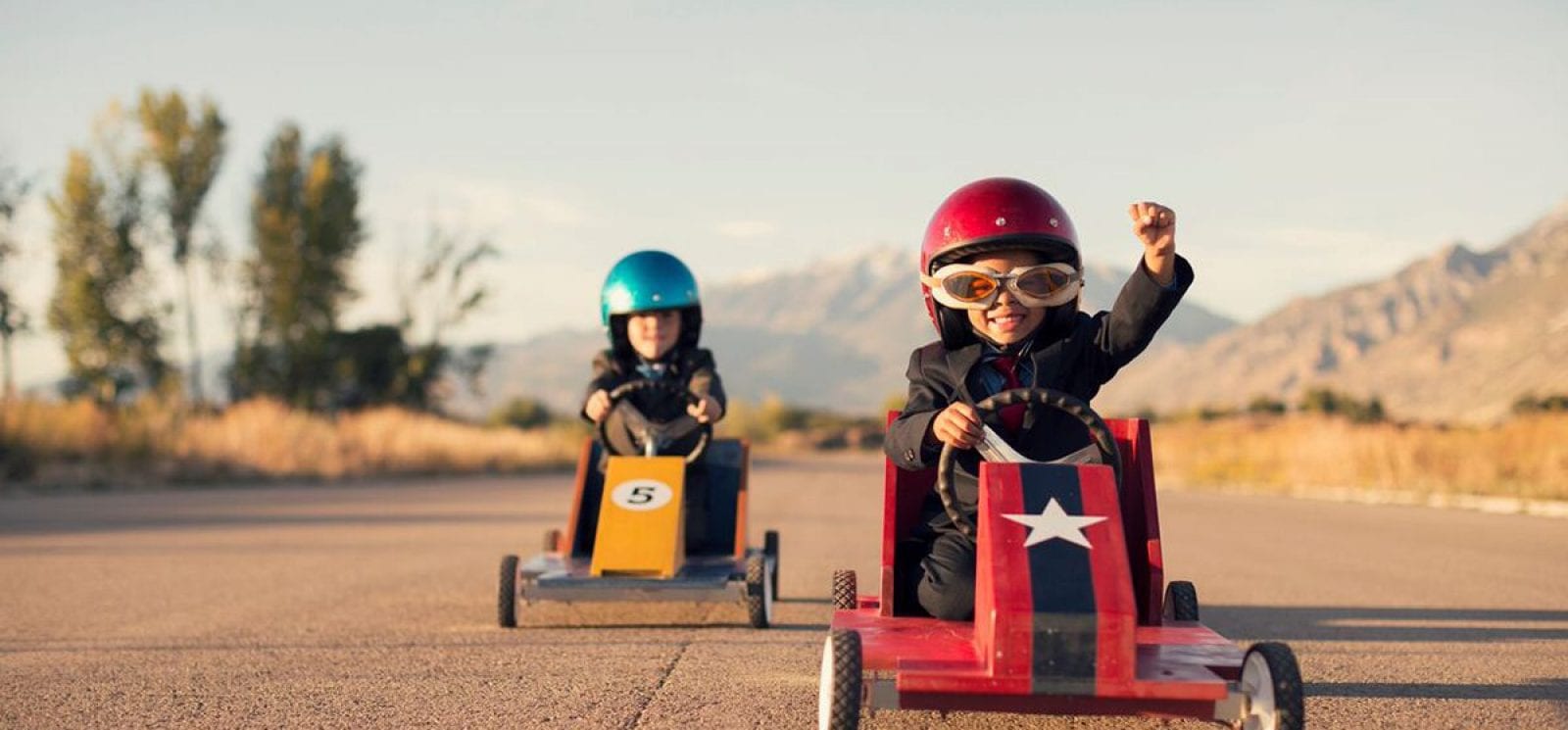 Kids in go karts