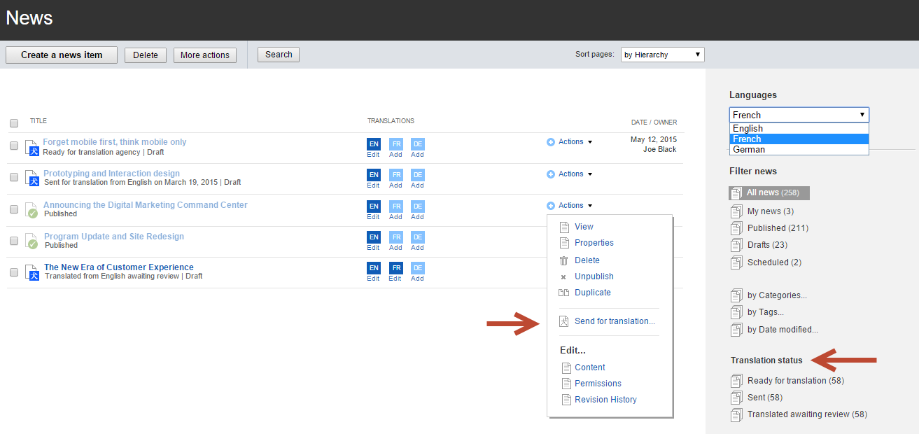 Sitefinity Content Type Translations