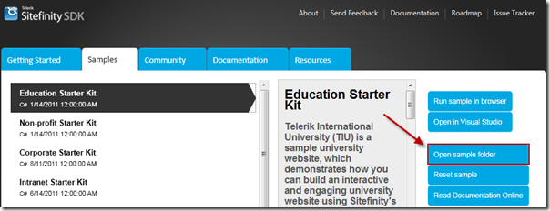 Education Starter Kit in the Sitefinity SDK