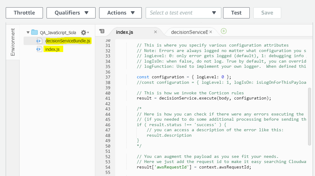 Fully functional serverless decision service