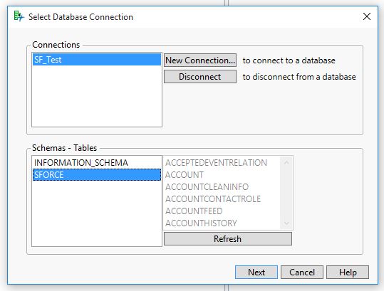 By default, it should select ‘SFORCE’ schema By default, it should select ‘SFORCE’ schema