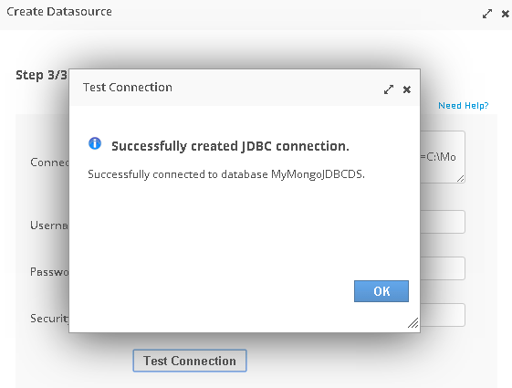 Click on the Test Connection button