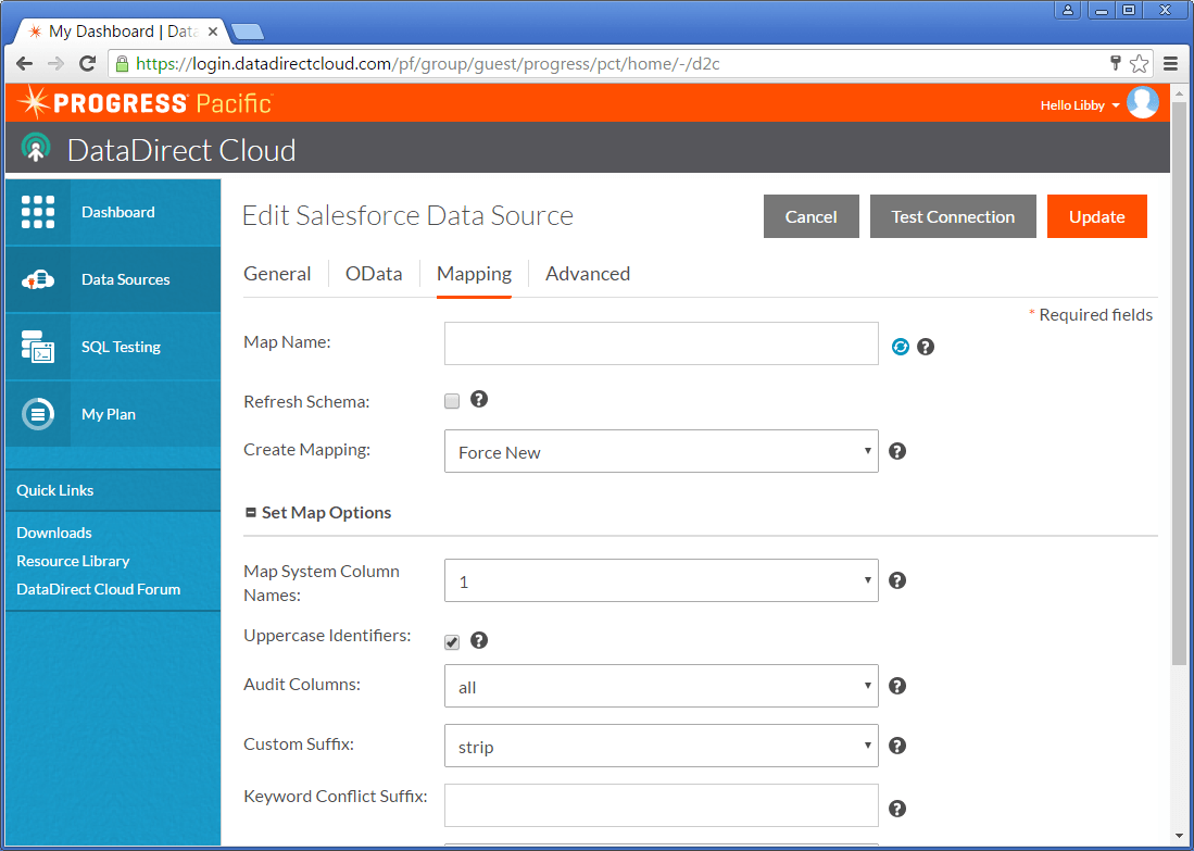 Configure your Salesforce data source in DataDirect Cloud