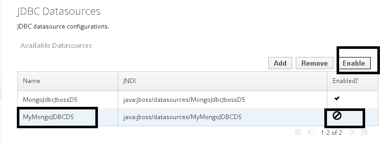 Enable the datasource