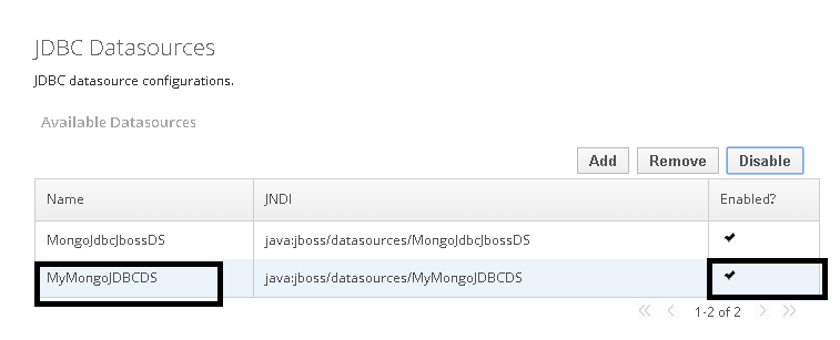 Enable the datasource