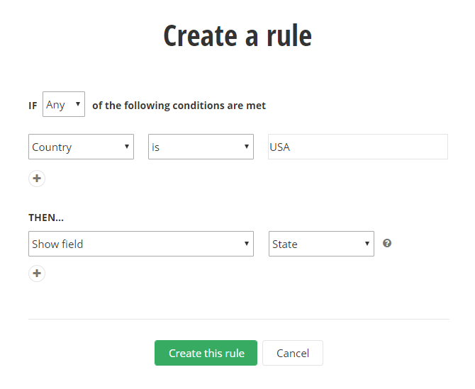 Conditional multi-page form rules