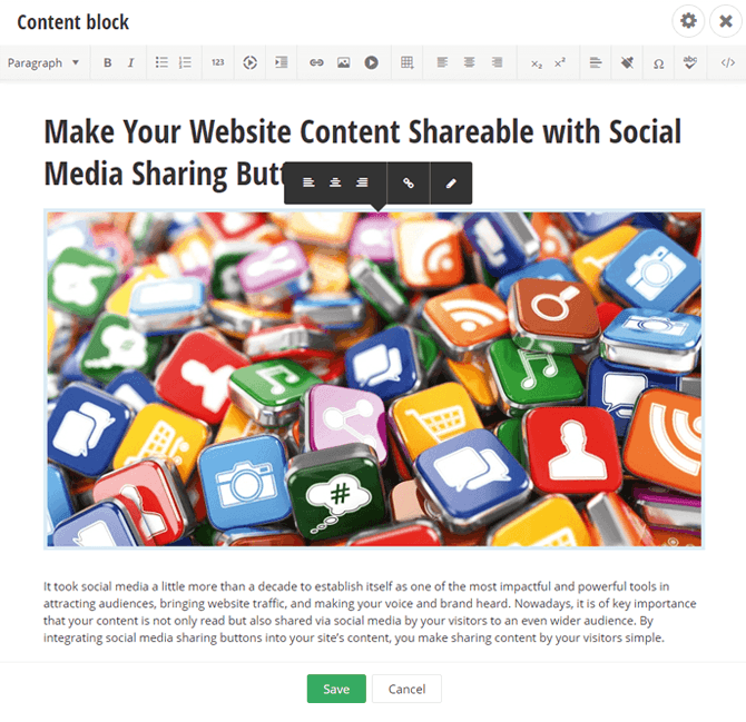 Content block intuitive content creation