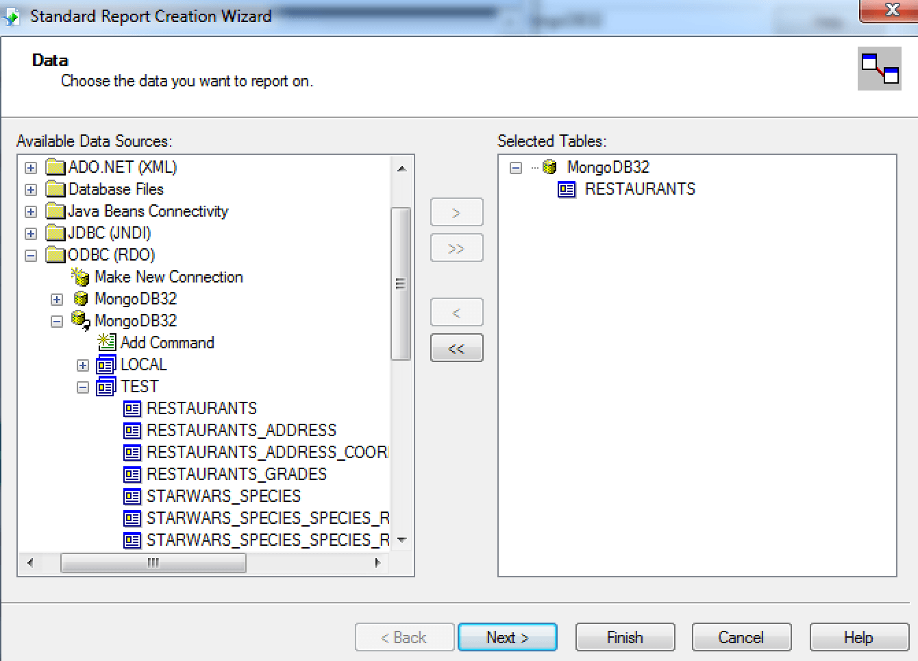 Select the Tables