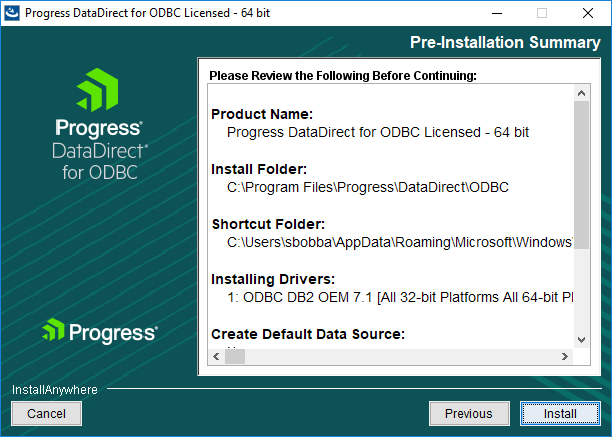 Pre installation summary