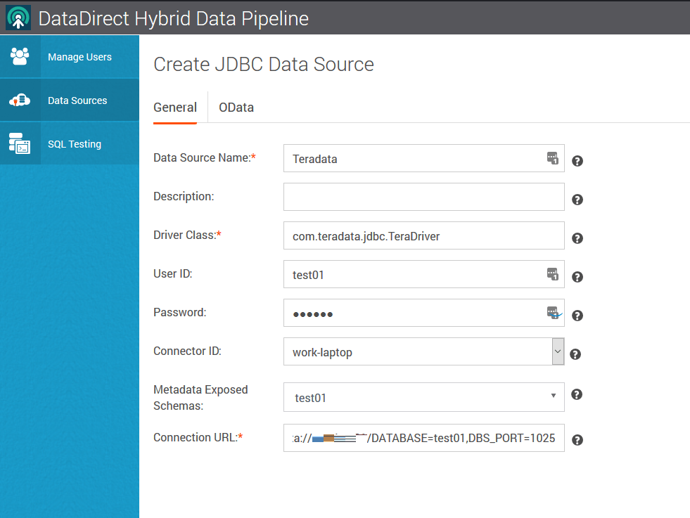 configure connection to teradata